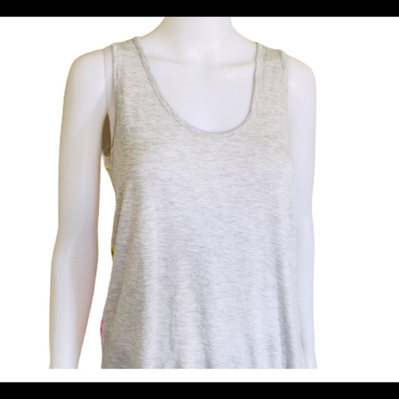MERONA Floral Mixed Media Sleeveless Tank/Top With Scoop Neck Grey Size Small - Picture 7 of 15